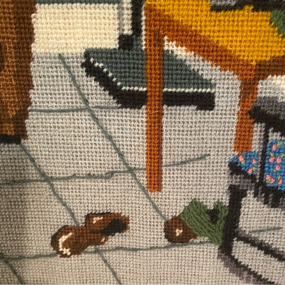 Vintage Norman Rockwell Needlepoint Large Wall Art Doctor Office 70s 18”x20” - Picture 7 of 11